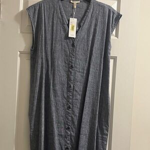 Eileen Fisher Slate Button-Down Midi Dress